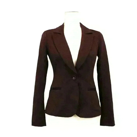WHBM Burgundy Everyday Knit Blazer Size 00 - Picture 2 of 9
